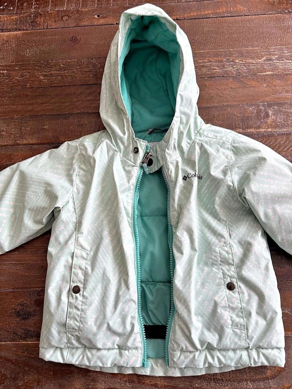 Columbia Girls 3T Hooded Puffer Jacket Green